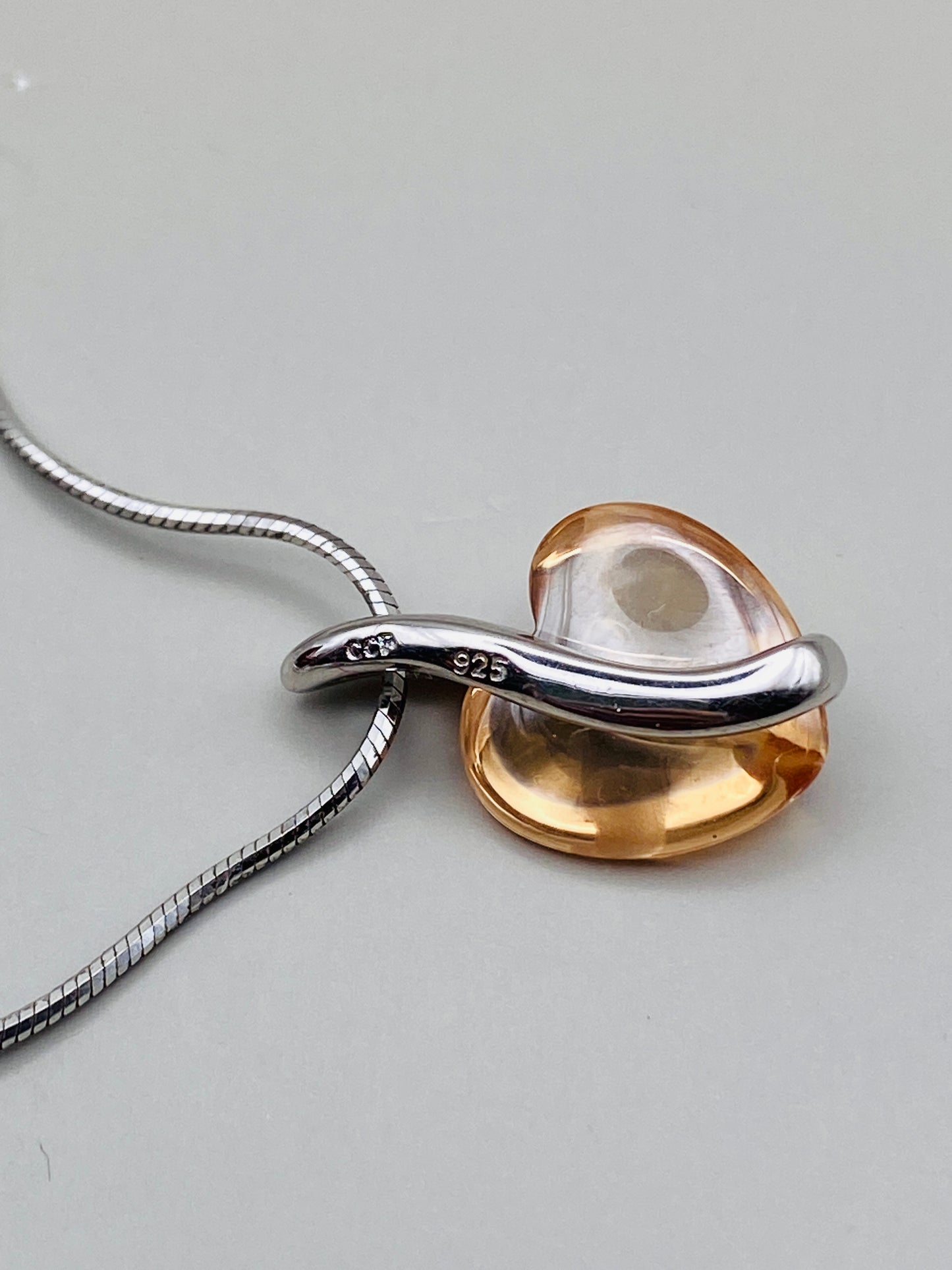 Ensemble bague & collier vintage – Argent 925 et pierre synthétique ambrée