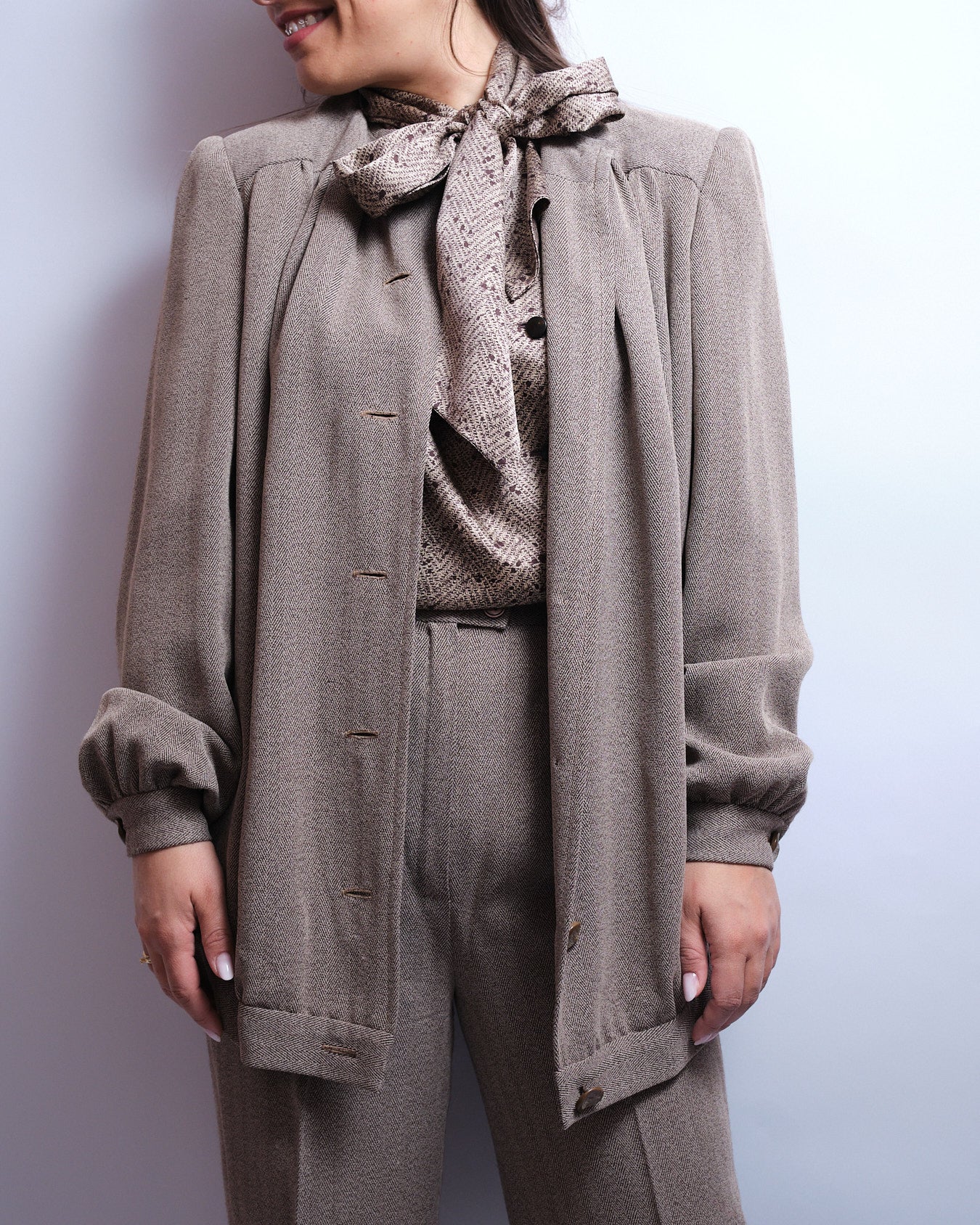 Tailleur pantalon vintage – fait main, laine fine, années 80