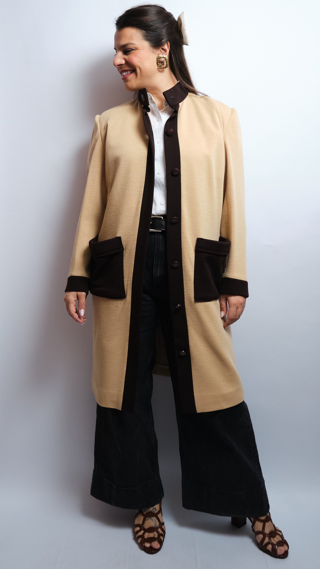 Manteau vintage fait main – laine fine, pièce unique upcyclée