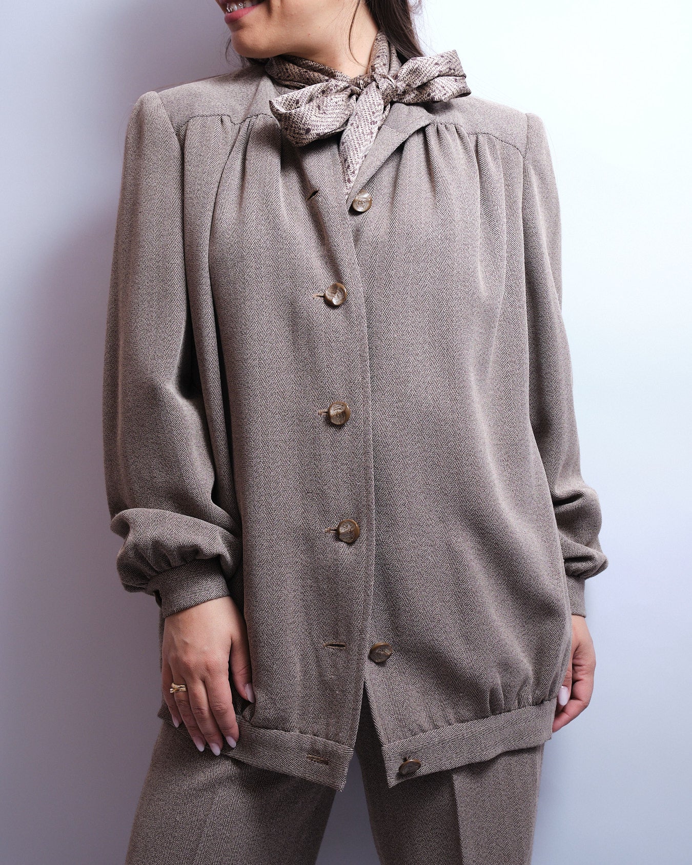 Tailleur pantalon vintage – fait main, laine fine, années 80