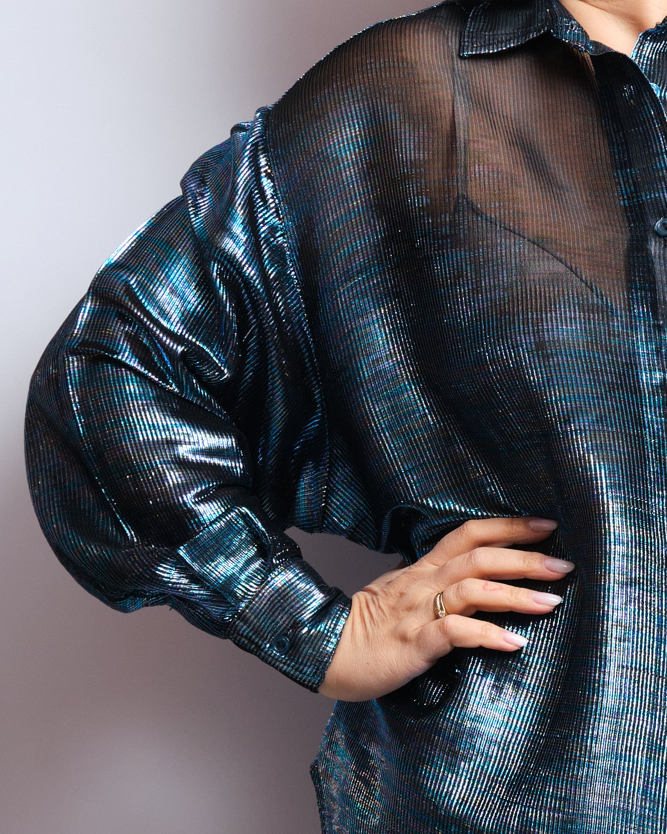 Chemisier vintage irisé transparent – années 90