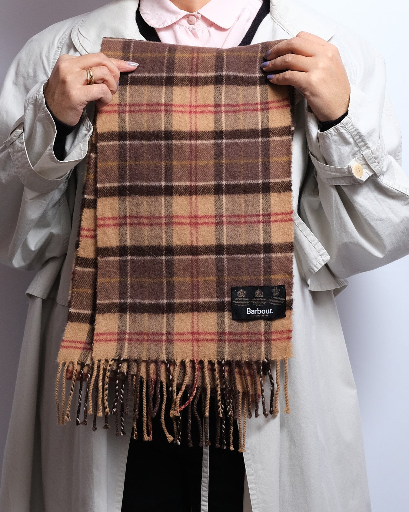 Barbour Vintage Scarf – Wool – Camel Check