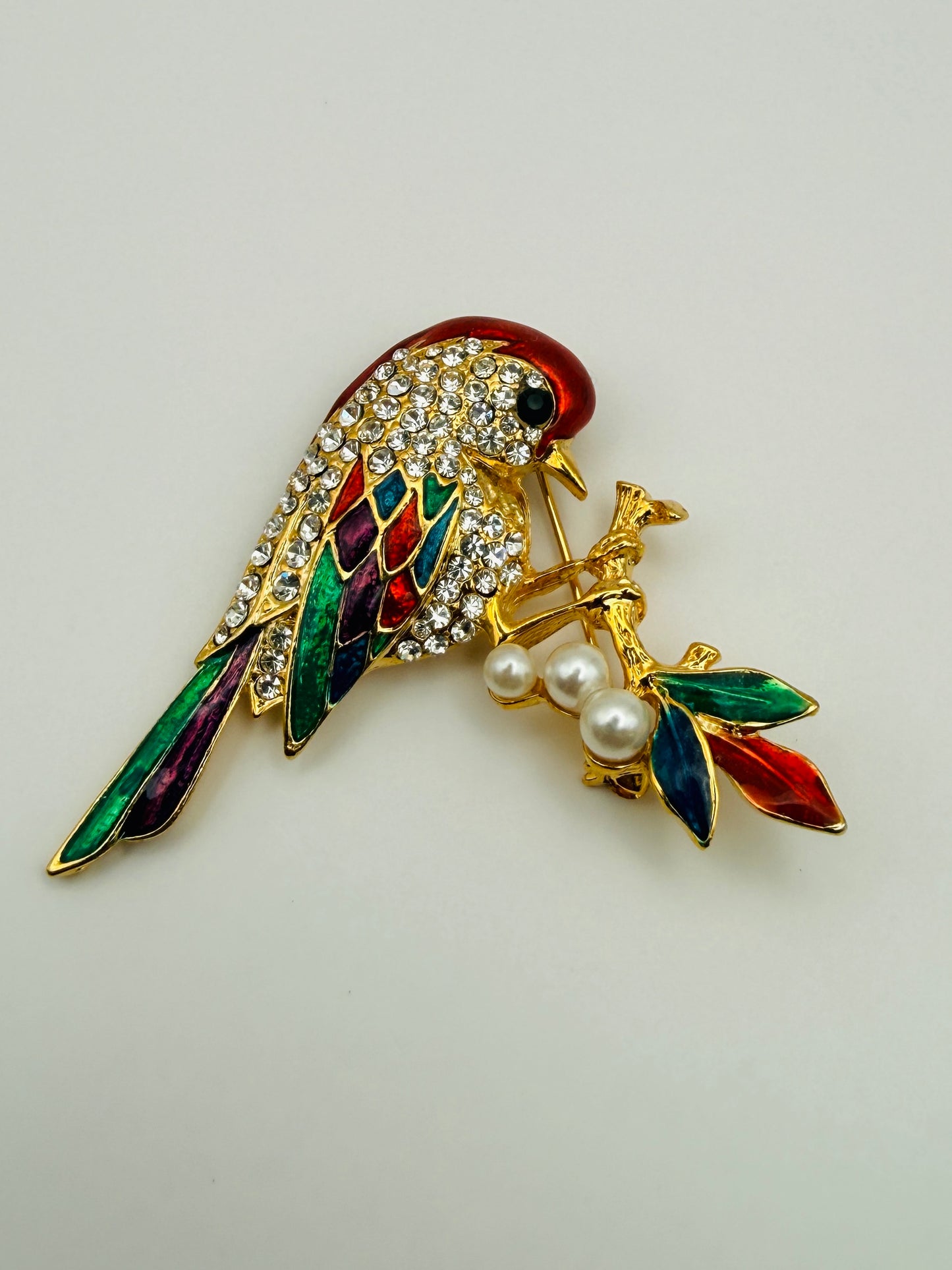 Broche vintage perroquet