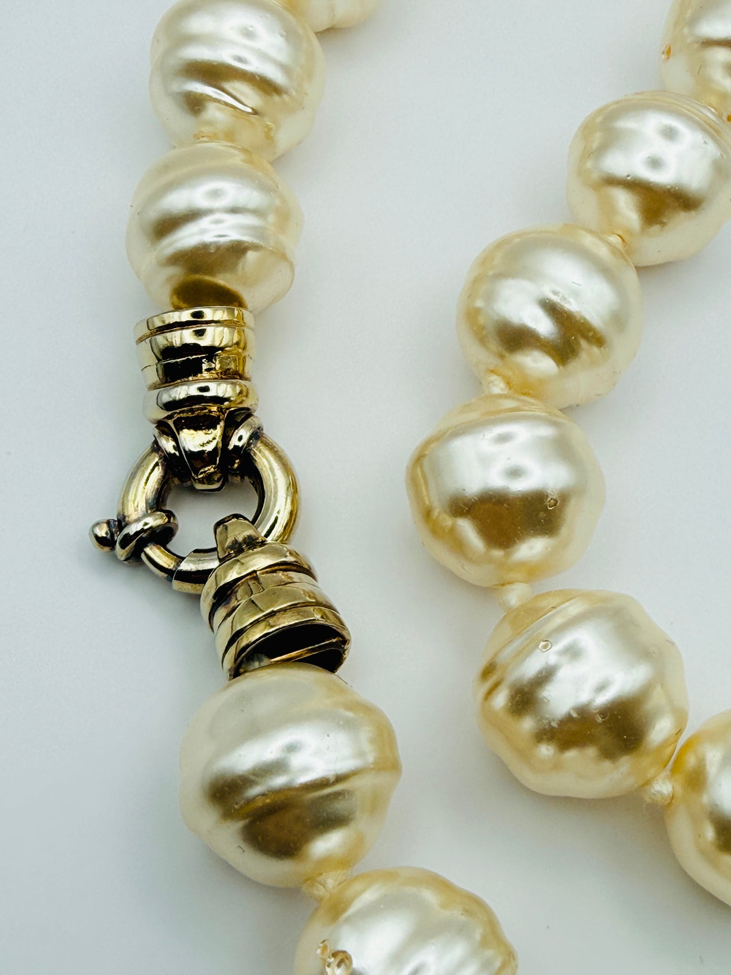 Collier ras de cou vintage à grosses perles nacrées argent 925