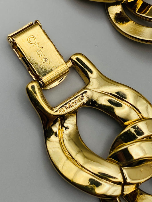 Bracelet vintage Monet – Gourmette dorée sculpturale (années 80)