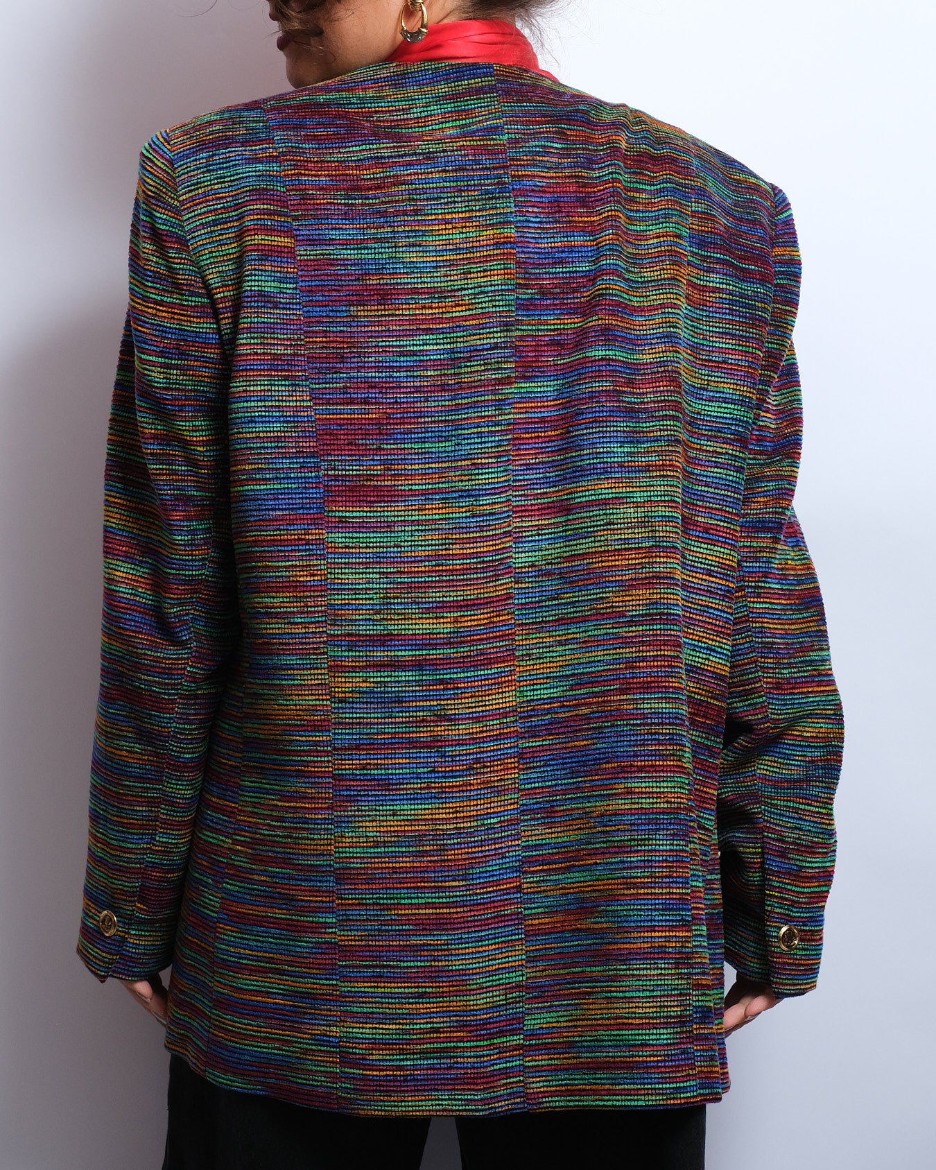 Blazer vintage Nathalie Molho Paris – Made in France – Multicolore & velours noir