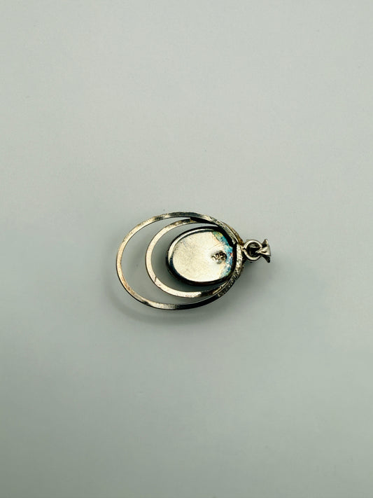 Pendentif vintage ovale malachite argent 925