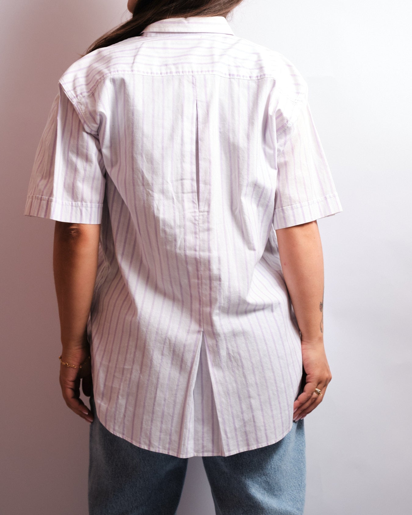 Chemise vintage Aventure by MP — rayures lilas des années 90