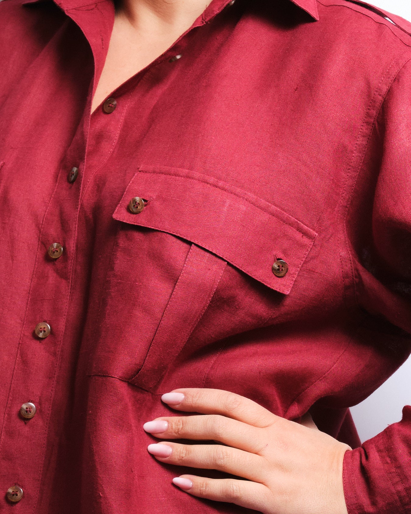 Chemisier vintage en lin H&M – lie de vin, coupe oversize 90s
