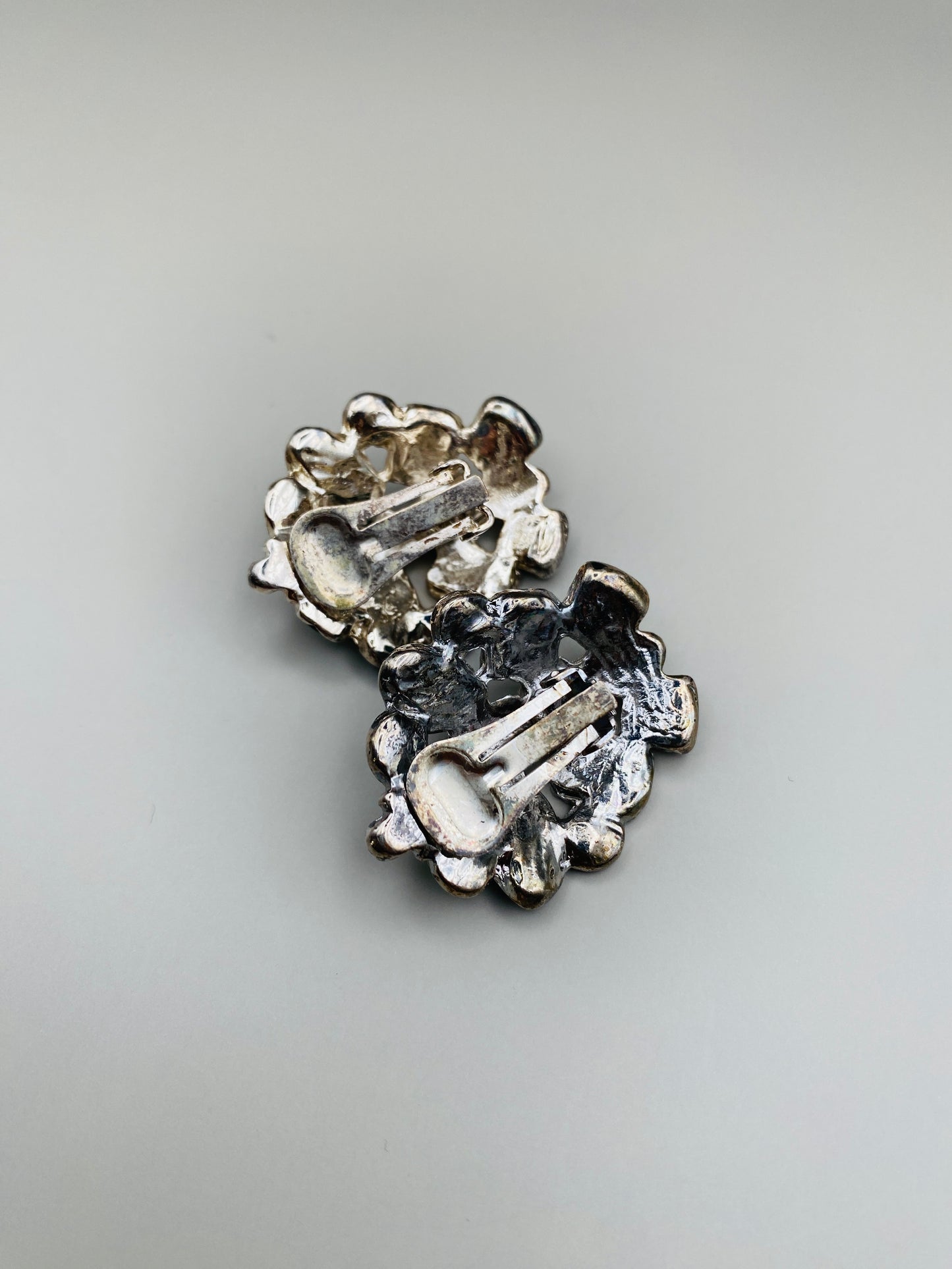 Clips Vintage argentés et verts, style mosaïque