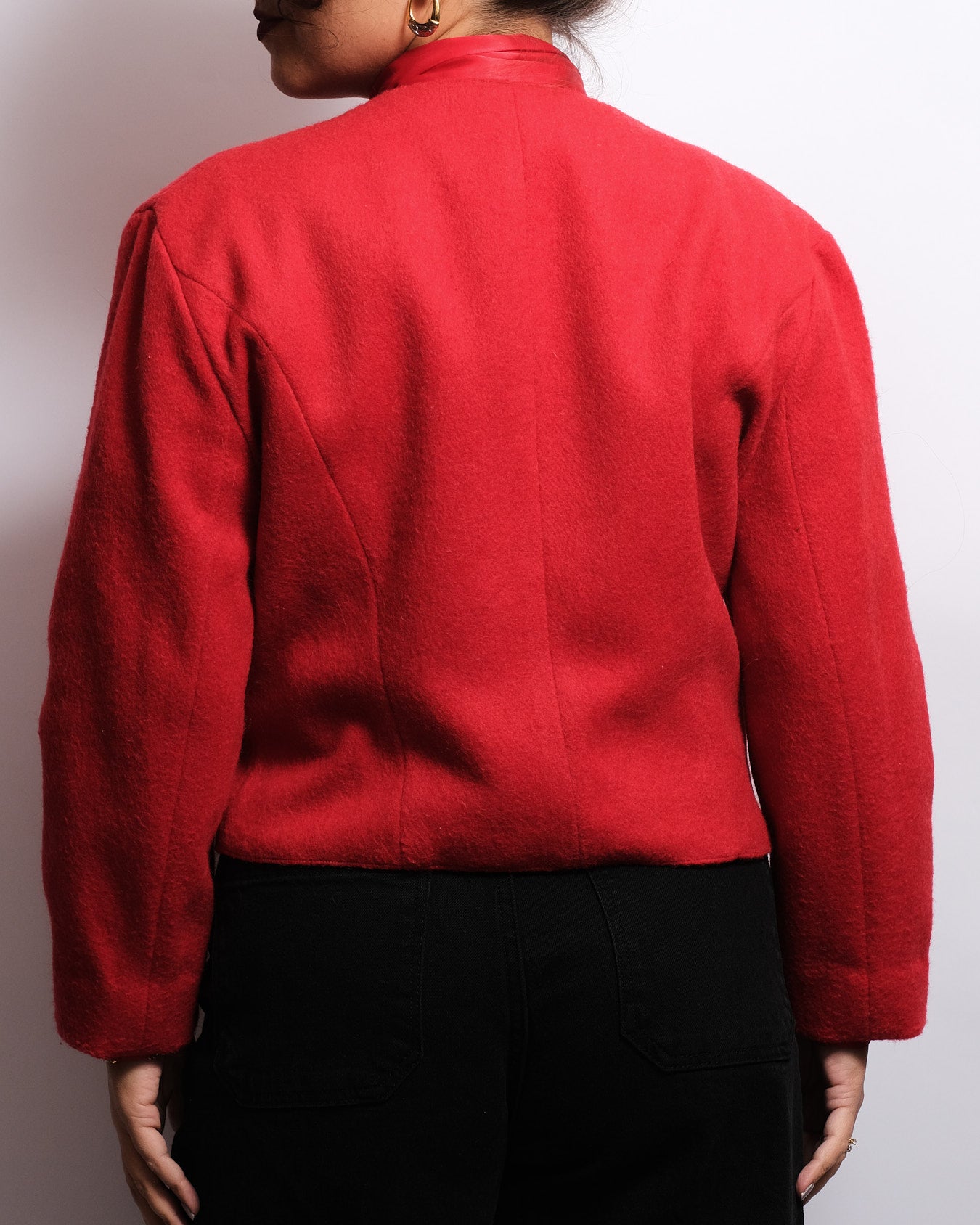 Veste courte rouge – Laine bouillie – Travail artisanal, années 70