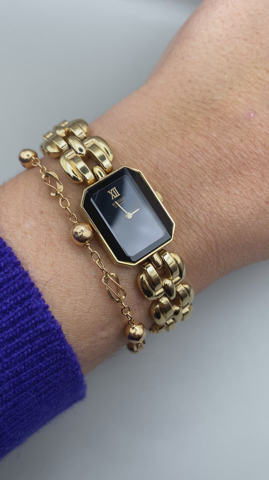 Montre Seiko vintage – montre-bijou dorée à maille articulée