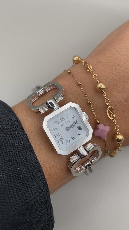 Montre Vintage Caravelle mécanique – Bracelet acier design géométrique 70s